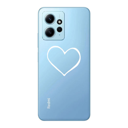 Xiaomi Redmi Note 12 4G White heart Transparent Silicone TPU Θήκη