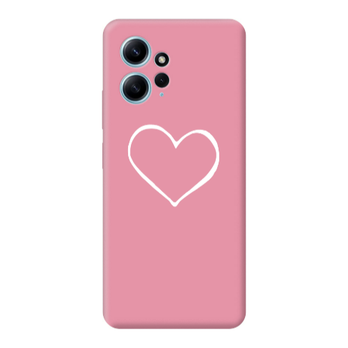 Xiaomi Redmi Note 12 4G White heart Pink Colored Silicone TPU Θήκη