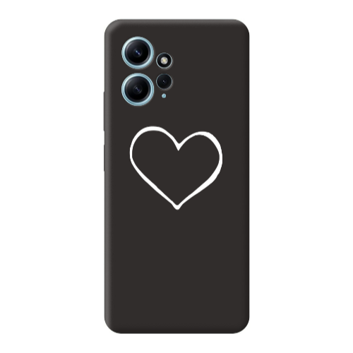 Xiaomi Redmi Note 12 4G White heart Black Colored Silicone TPU Θήκη