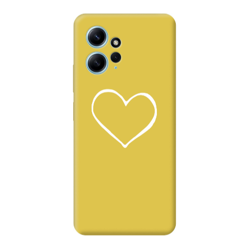 Xiaomi Redmi Note 12 4G White heart Yellow Colored Silicone TPU Θήκη