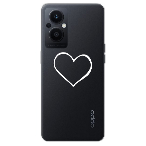 Oppo Reno 7 Lite White heart Transparent Silicone TPU Θήκη