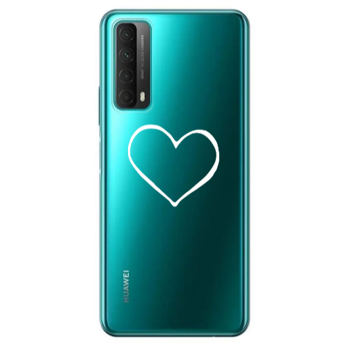 Huawei P Smart 2021 White heart Transparent Silicone TPU Θήκη
