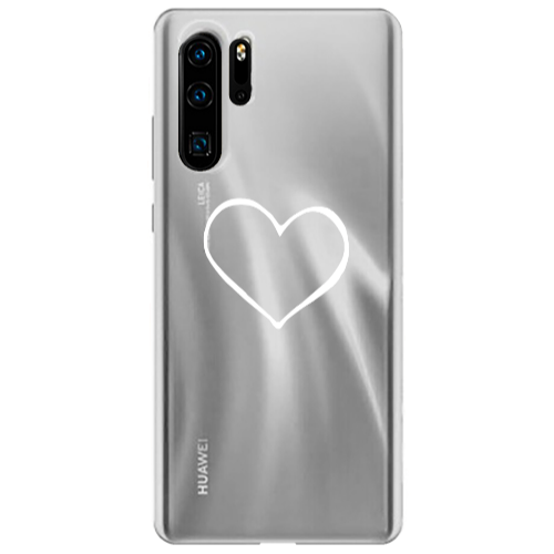 Huawei P30 Pro White heart Transparent Silicone TPU Θήκη