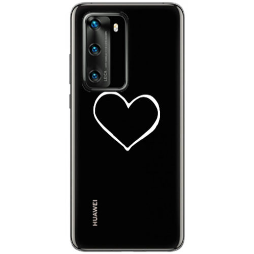 Huawei P40 White heart Transparent Silicone TPU Θήκη