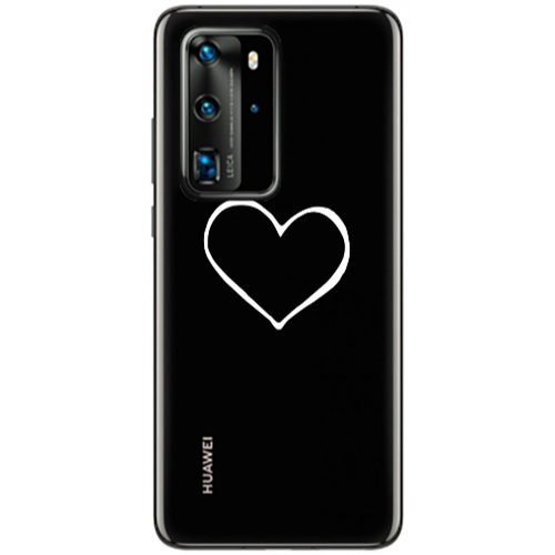 Huawei P40 Pro White heart Transparent Silicone TPU Θήκη