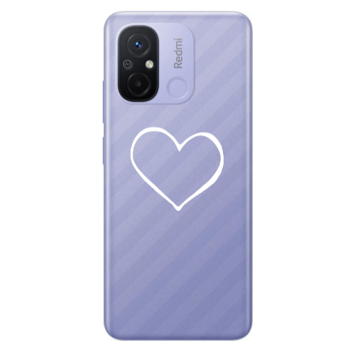 Xiaomi Redmi 12C White heart Transparent Silicone TPU Θήκη