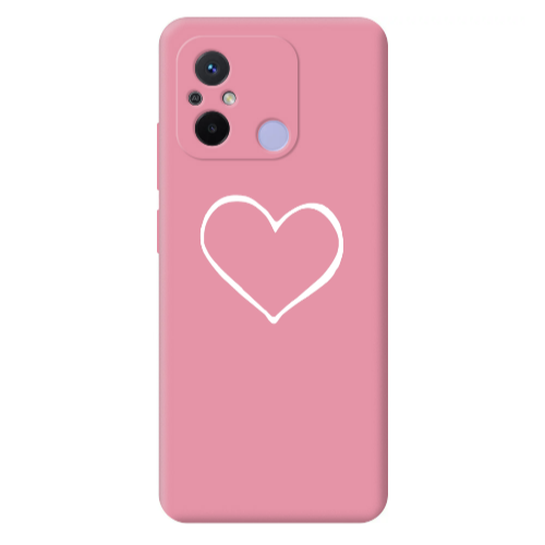 Xiaomi Redmi 12C White heart Pink Colored Silicone TPU Θήκη