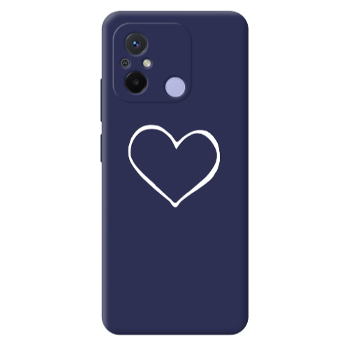 Xiaomi Redmi 12C White heart Dark blue Colored Silicone TPU Θήκη