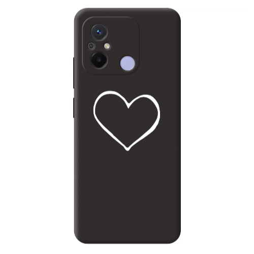 Xiaomi Redmi 12C White heart Black Colored Silicone TPU Θήκη