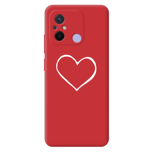 Xiaomi Redmi 12C White heart Red Colored Silicone TPU Θήκη