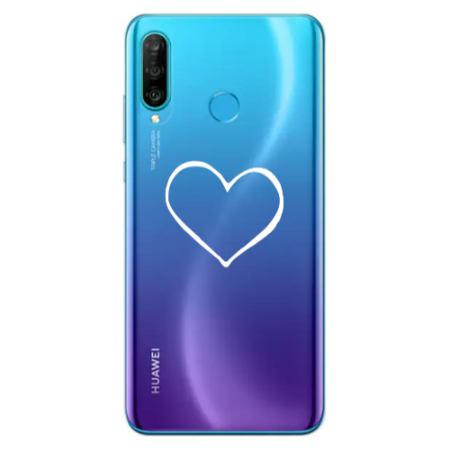 Huawei P30 Lite White heart Transparent Silicone TPU Θήκη