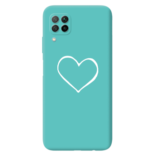 Huawei P40 Lite White heart Turquoise Colored Silicone TPU Θήκη