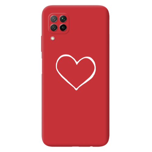 Huawei P40 Lite White heart Red Colored Silicone TPU Θήκη