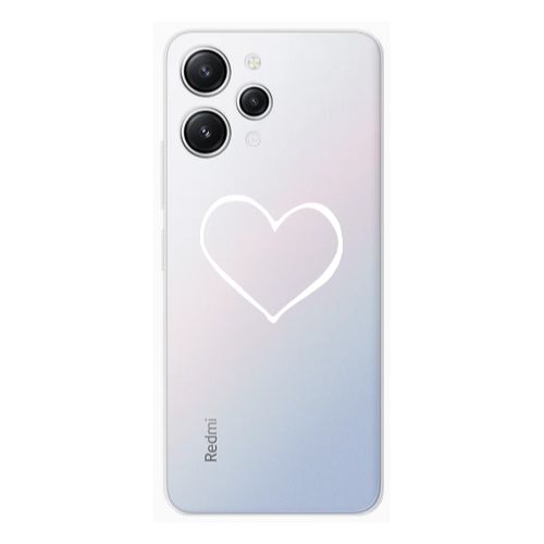 Xiaomi Redmi 12 White heart Transparent Silicone TPU Θήκη