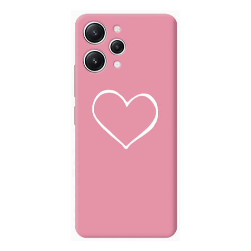 Xiaomi Redmi 12 White heart Pink Colored Silicone TPU Θήκη