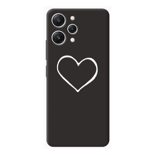 Xiaomi Redmi 12 White heart Black Colored Silicone TPU Θήκη