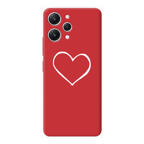 Xiaomi Redmi 12 White heart Red Colored Silicone TPU Θήκη