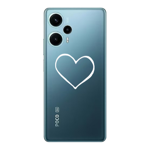Xiaomi Poco F5 White heart Transparent Silicone TPU Θήκη