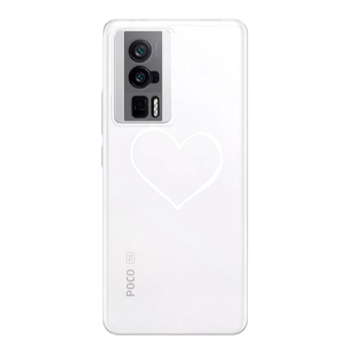 Xiaomi Poco F5 Pro White heart Transparent Silicone TPU Θήκη