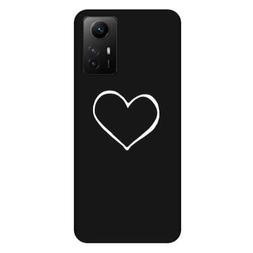 Xiaomi Redmi Note 12s White heart Black Colored Silicone TPU Θήκη