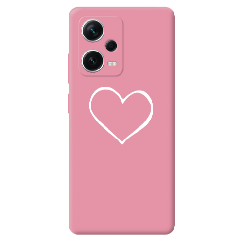 Xiaomi Poco X5 White heart Pink Colored Silicone TPU Θήκη