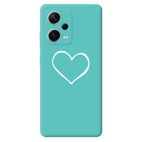 Xiaomi Poco X5 White heart Turquoise Colored Silicone TPU Θήκη