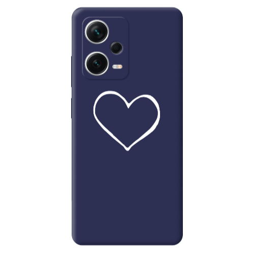 Xiaomi Poco X5 White heart Dark blue Colored Silicone TPU Θήκη