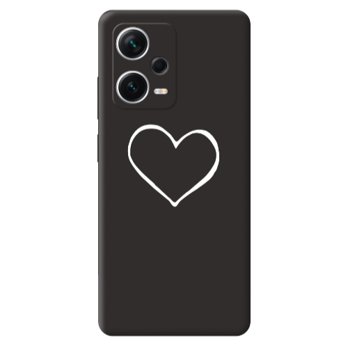 Xiaomi Poco X5 White heart Black Colored Silicone TPU Θήκη