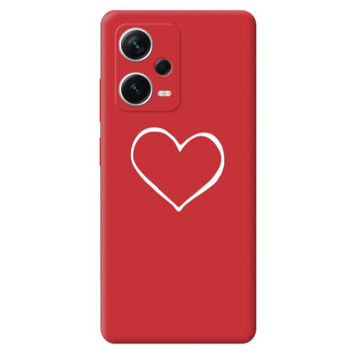 Xiaomi Poco X5 White heart Red Colored Silicone TPU Θήκη