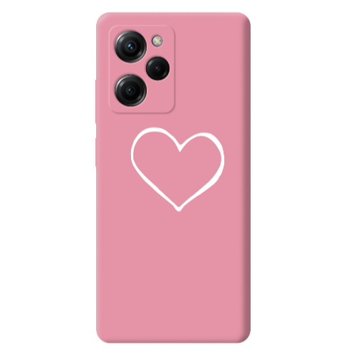 Xiaomi Poco X5 Pro White heart Pink Colored Silicone TPU Θήκη