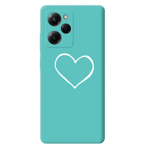 Xiaomi Poco X5 Pro White heart Turquoise Colored Silicone TPU Θήκη