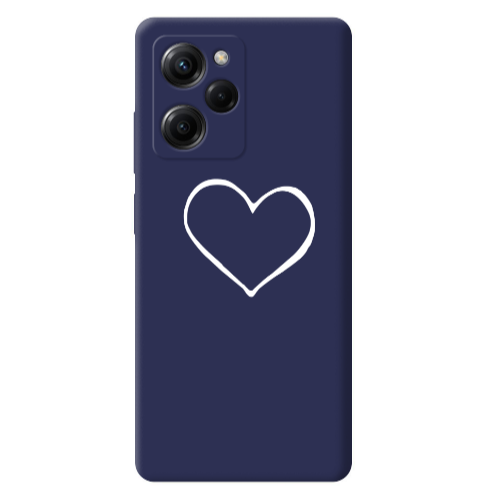 Xiaomi Poco X5 Pro White heart Dark blue Colored Silicone TPU Θήκη