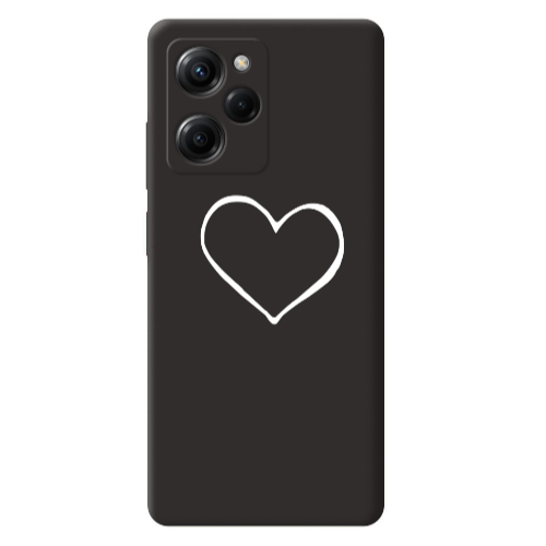 Xiaomi Poco X5 Pro White heart Black Colored Silicone TPU Θήκη