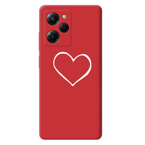 Xiaomi Poco X5 Pro White heart Red Colored Silicone TPU Θήκη