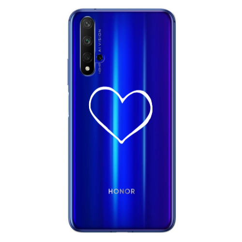 Huawei Nova 5 T White heart Transparent Silicone TPU Θήκη