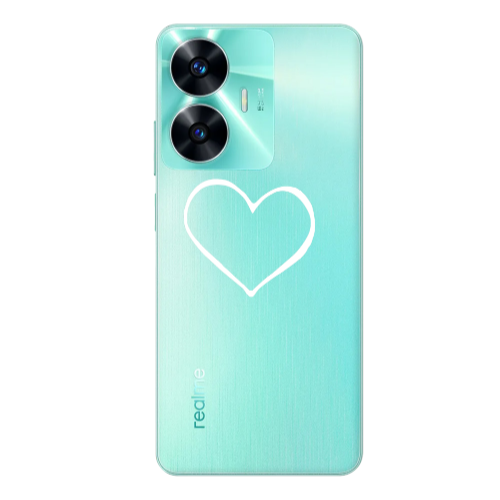 Realme C55 White heart Transparent Silicone TPU Θήκη