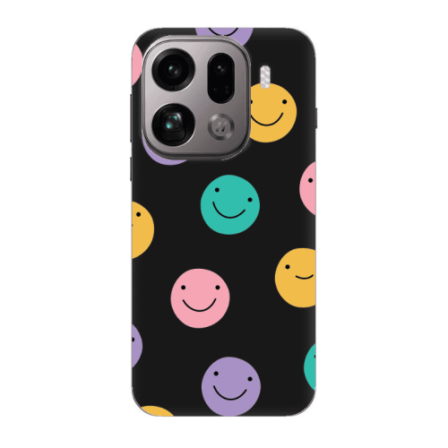 Oppo Find X9 Pro Colorful smiles Black Colored Silicone TPU Θήκη