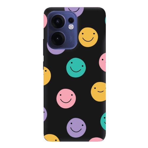 Oppo Reno13 FS Colorful smiles Black Colored Silicone TPU Θήκη