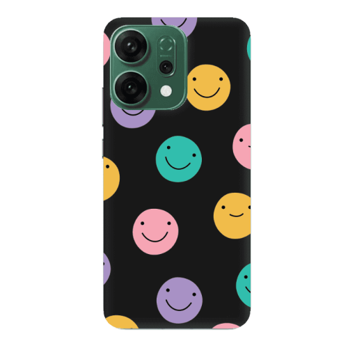 Oppo RENO 14 Colorful smiles Black Colored Silicone TPU Θήκη
