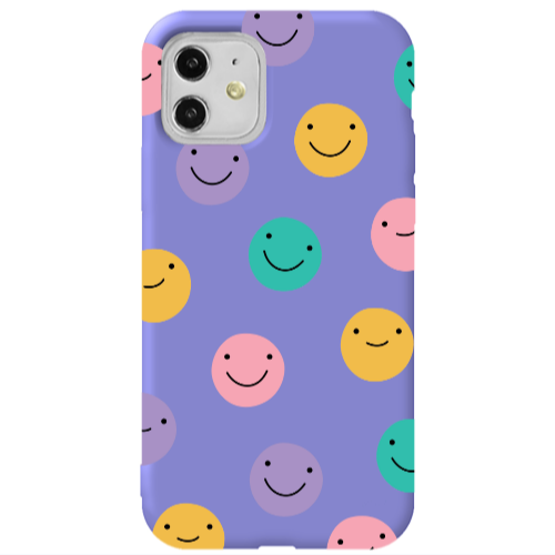 Apple iPhone 11  Colorful smiles Purple Colored Silicone TPU Θήκη