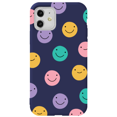 Apple iPhone 11  Colorful smiles Dark blue Colored Silicone TPU Θήκη