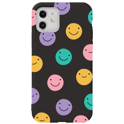 Apple iPhone 11  Colorful smiles Black Colored Silicone TPU Θήκη