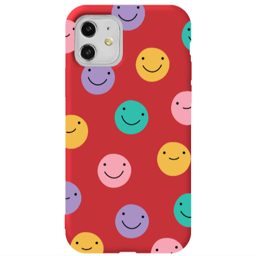 Apple iPhone 11  Colorful smiles Red Colored Silicone TPU Θήκη