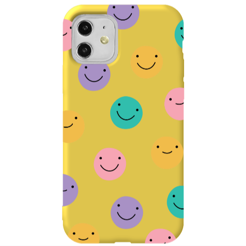 Apple iPhone 11  Colorful smiles Yellow Colored Silicone TPU Θήκη