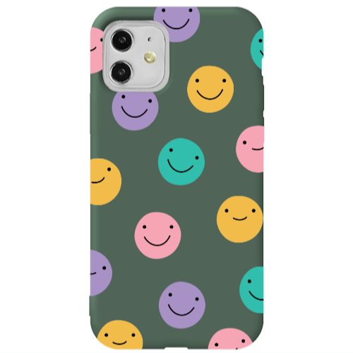 Apple iPhone 11  Colorful smiles Dark Green Colored Silicone TPU Θήκη
