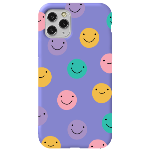 Apple iPhone 11 Pro Colorful smiles Purple Colored Silicone TPU Θήκη