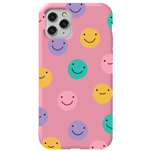 Apple iPhone 11 Pro Colorful smiles Pink Colored Silicone TPU Θήκη