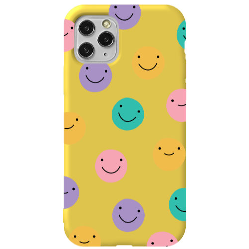 Apple iPhone 11 Pro Colorful smiles Yellow Colored Silicone TPU Θήκη