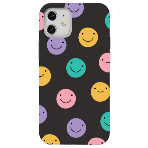 Apple iPhone 12 Colorful smiles Black Colored Silicone TPU Θήκη