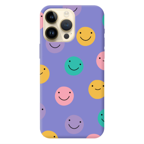 Apple iPhone 13 Pro Max Colorful smiles Purple Colored Silicone TPU Θήκη